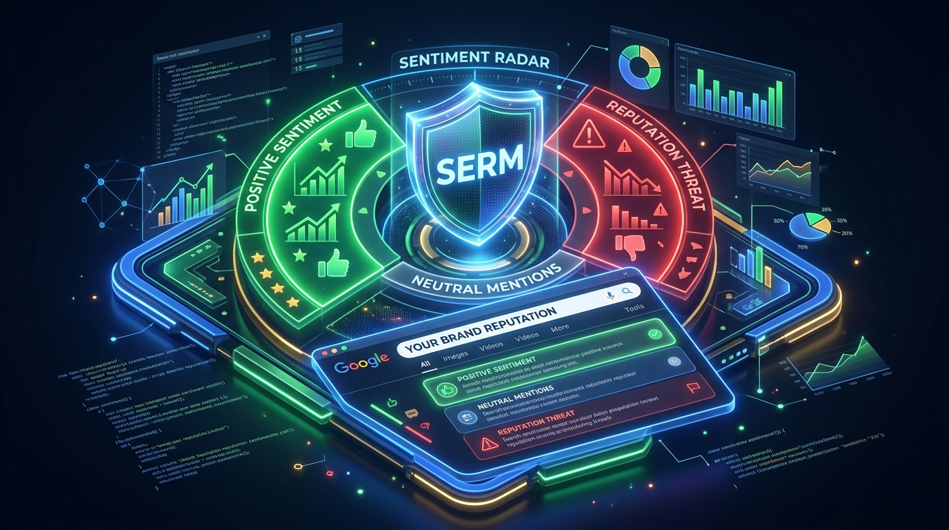 SERM search engine reputation management and 3-tier AI brand sentiment tracking — AKRAMYS
